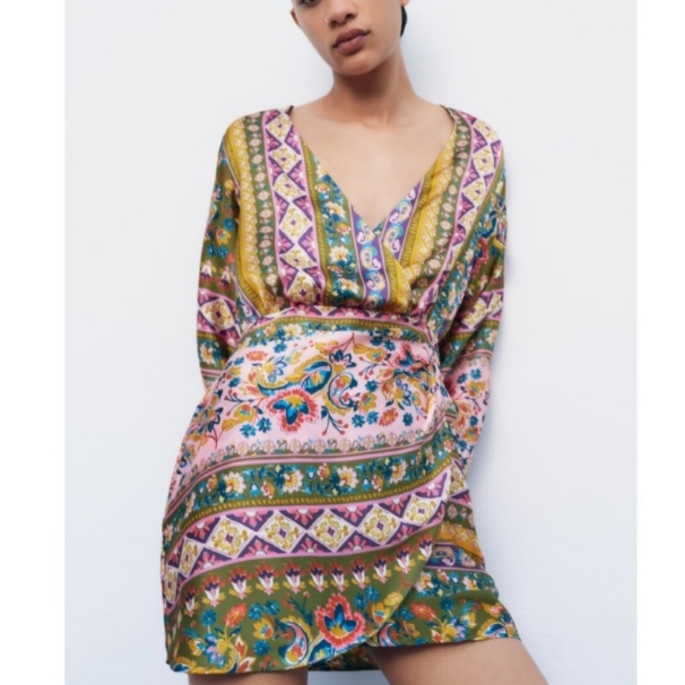 Zara Multicolor Patterned Mini Dress